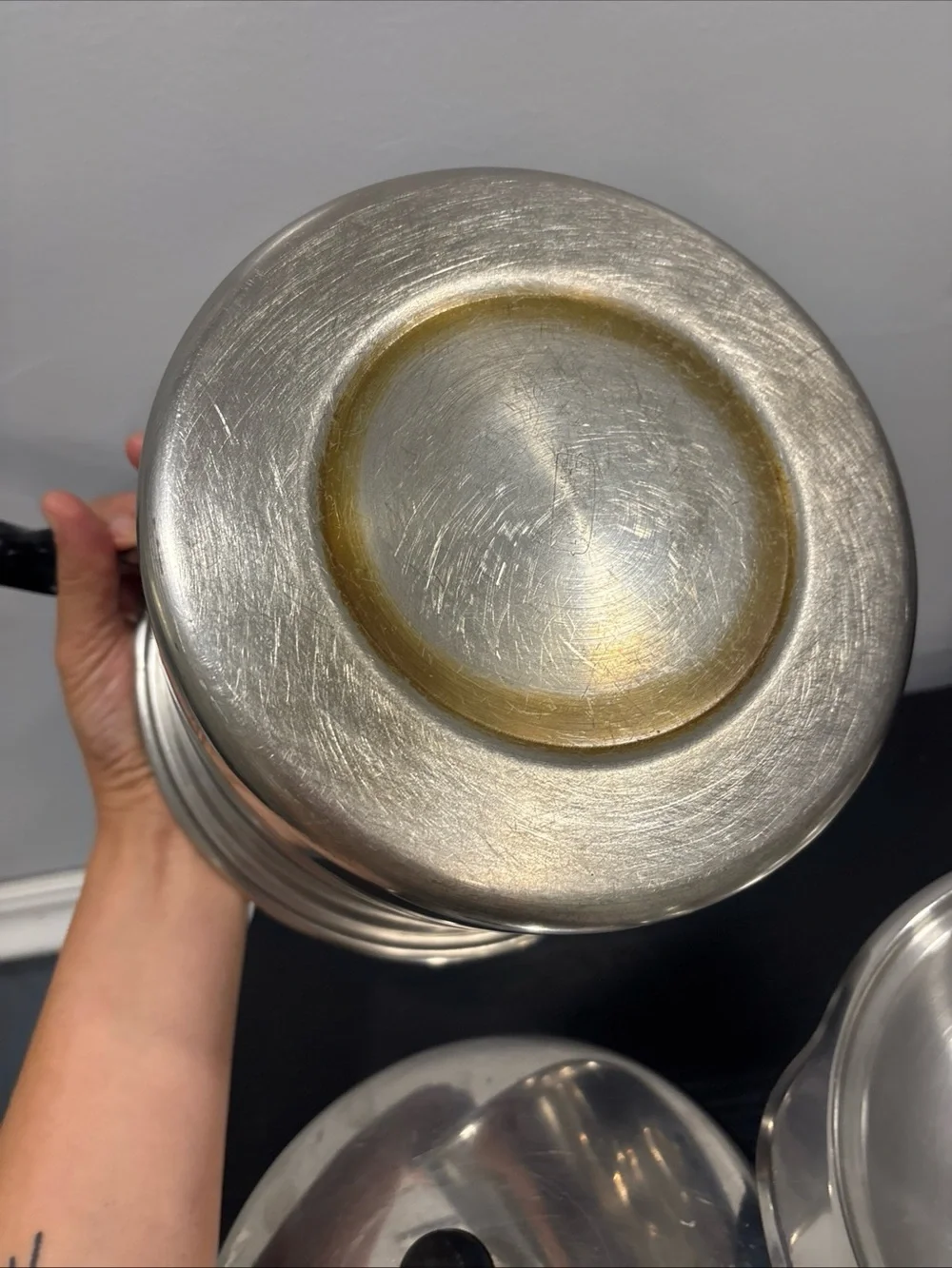 Vintage aluminum double boiler 3 peice set cookware